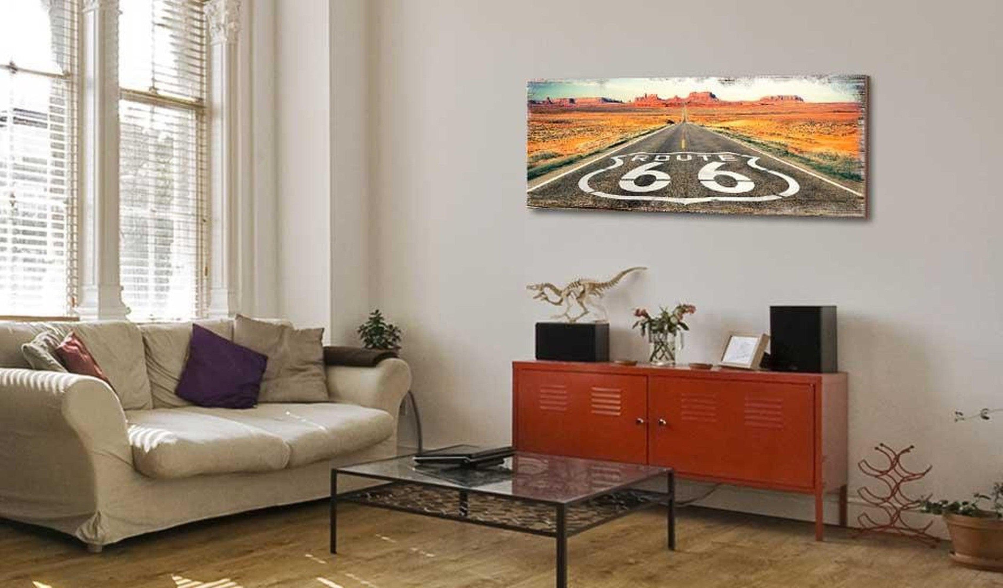 Stretched Canvas Landscape Art - Straight Road