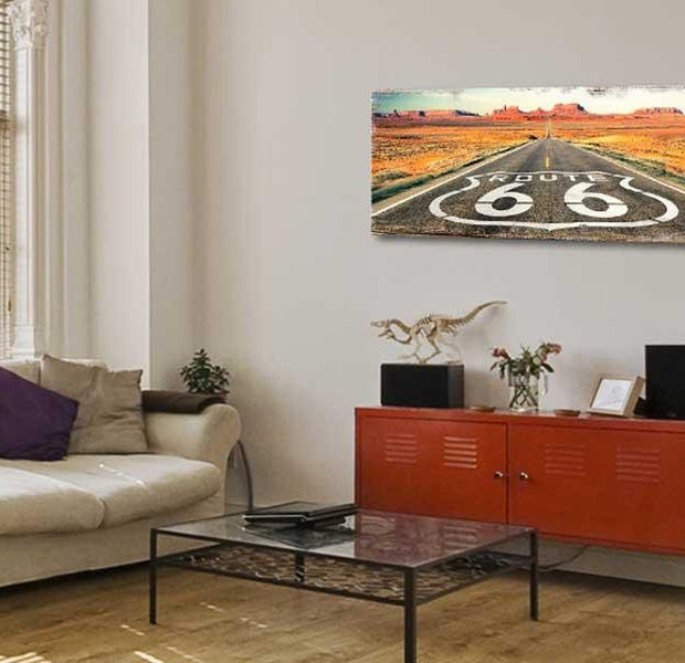 Stretched Canvas Landscape Art - Straight Road