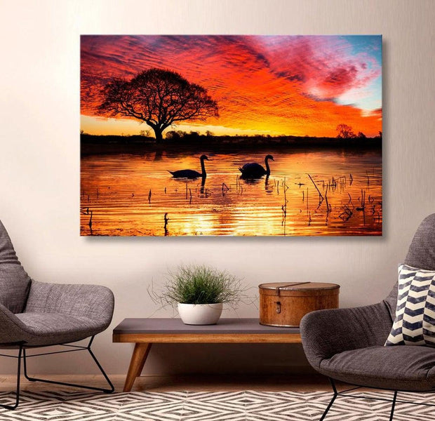 Stretched Canvas Landscape Art - Swan Lake