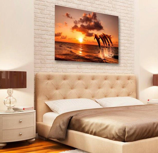 Stretched Canvas Landscape Art - The Dolphin's Dance