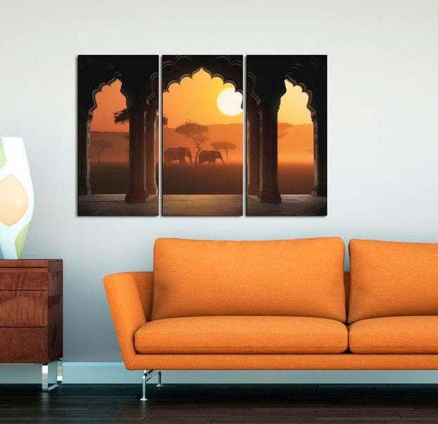 Stretched Canvas Landscape Art - The Tranquillity Of Africa 3 Piece