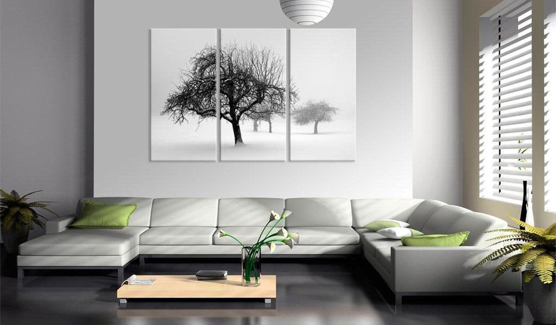 Stretched Canvas Landscape Art - Trees Submerged In White