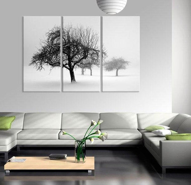 Stretched Canvas Landscape Art - Trees Submerged In White