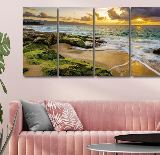 Stretched Canvas Landscape Art - Turquoise Sea Narrow