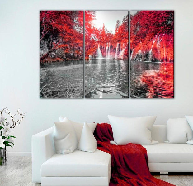 Stretched Canvas Landscape Art - Waterfalls Of Ruby Forest