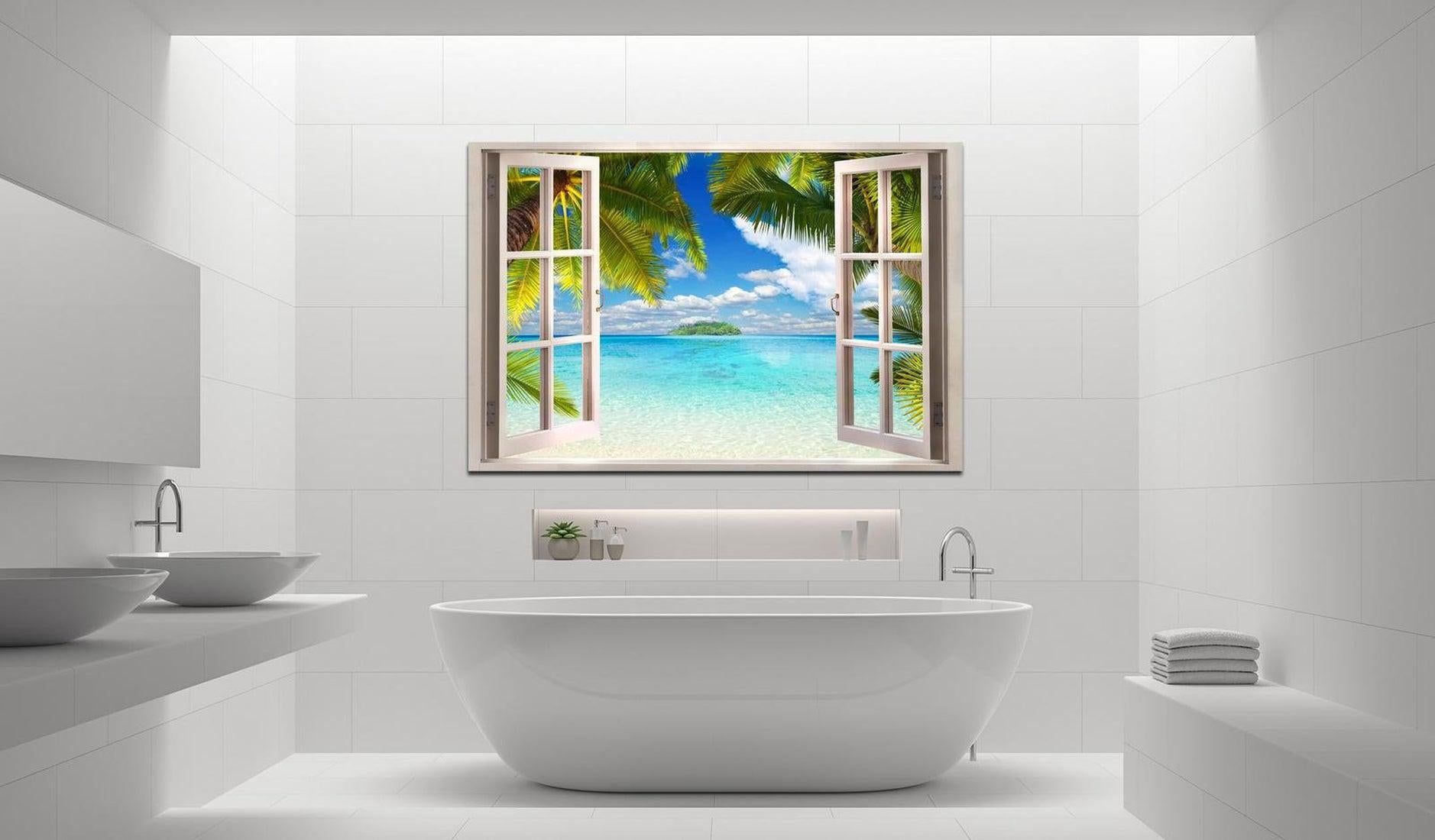 Stretched Canvas Landscape Art - Window: Sea View