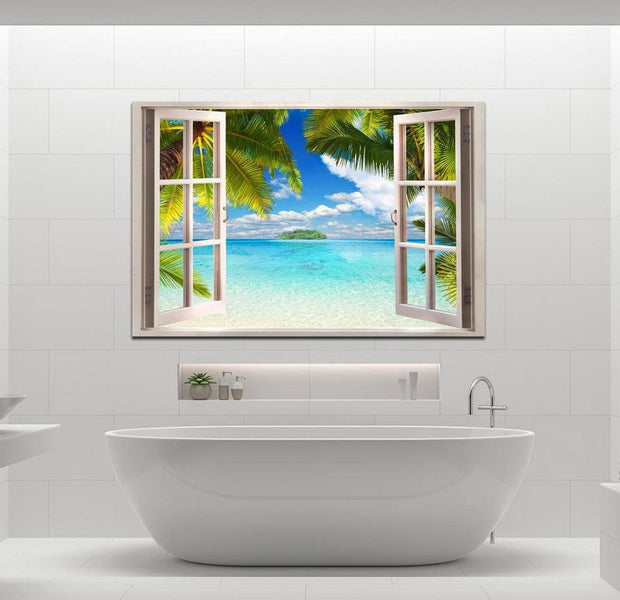 Stretched Canvas Landscape Art - Window: Sea View