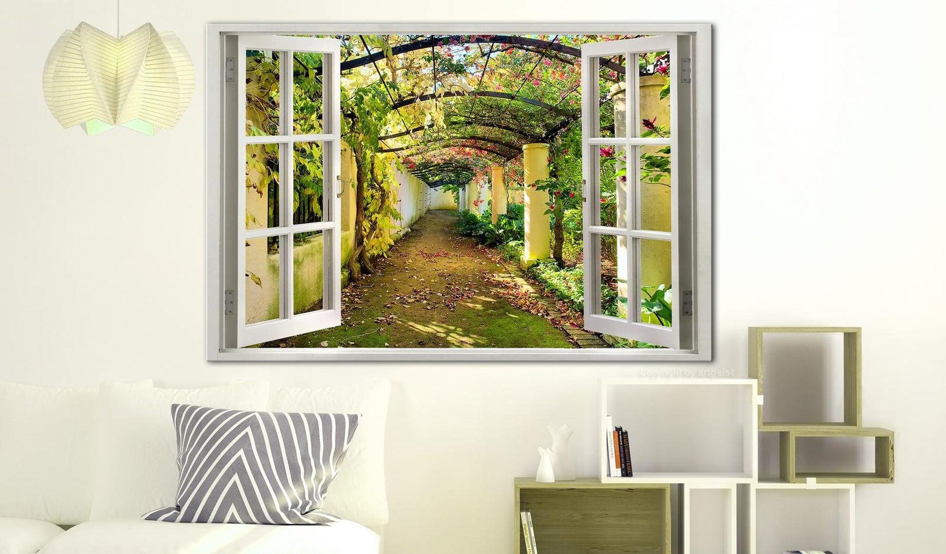 Stretched Canvas Landscape Art - Window: View On Pergola