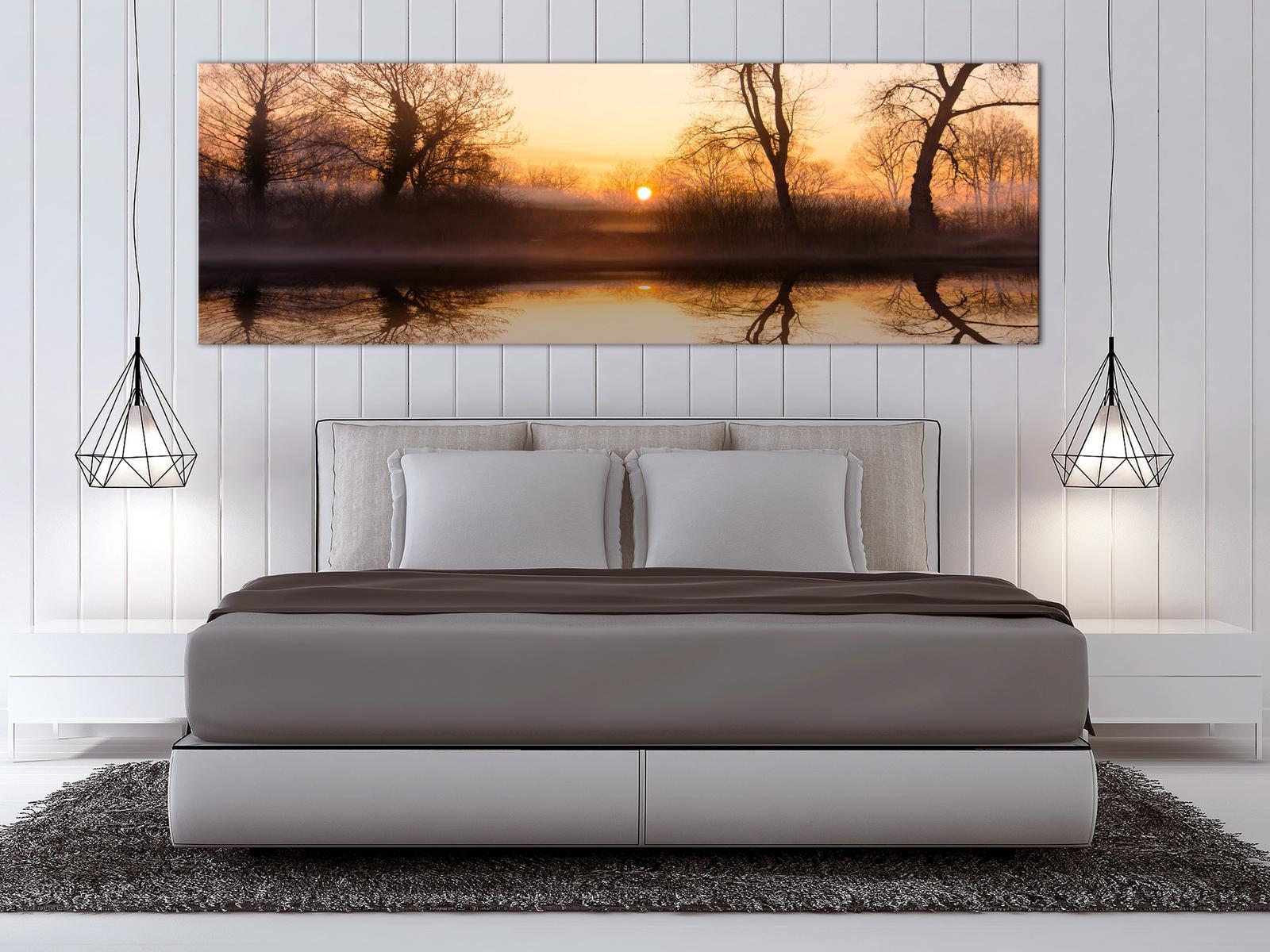 Stretched Canvas Landscape Art - Winter Sunset Narrow