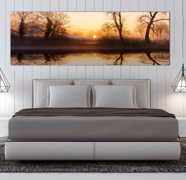 Stretched Canvas Landscape Art - Winter Sunset Narrow