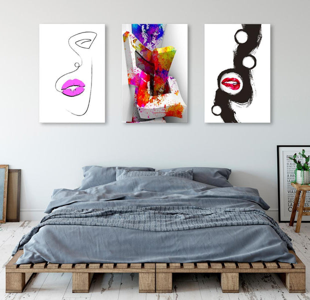 Stretched Canvas Nordic Art - Abstract Faces And Blocks
