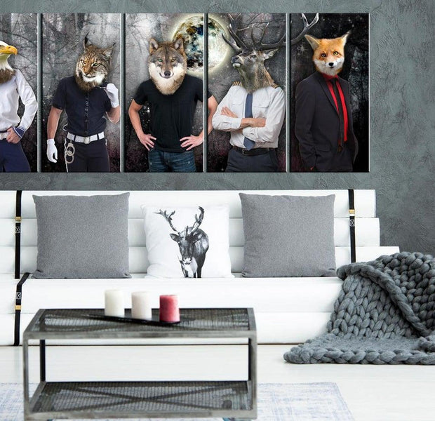 Stretched Canvas Nordic Art - Animal Faces