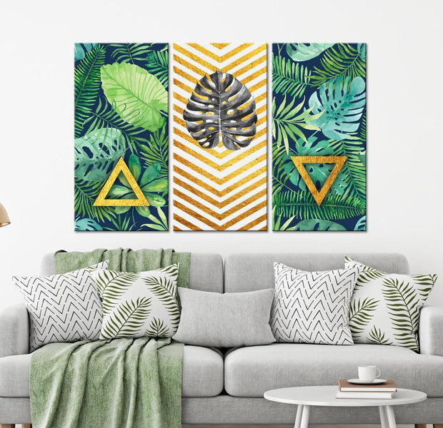 Stretched Canvas Nordic Art - Botanical Golden Triangle