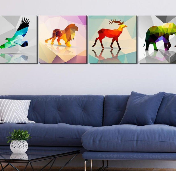 Stretched Canvas Nordic Art - Colorful Animals