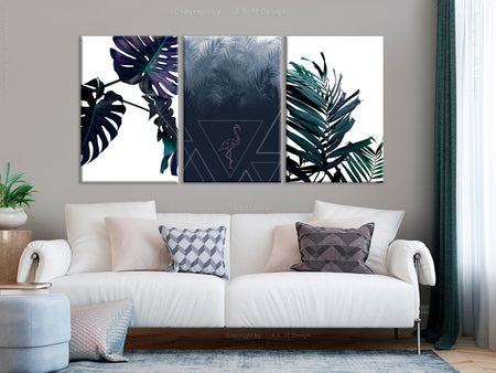 Stretched Canvas Botanical Art - Cool Leaves