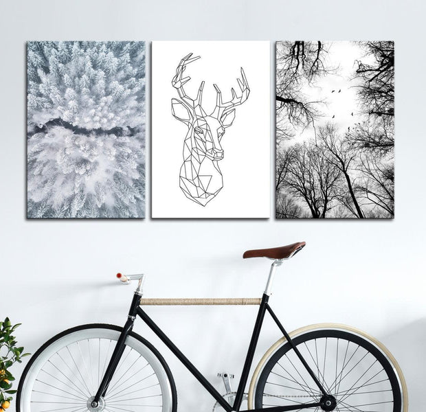 Stretched Canvas Nordic Art - Deers Life