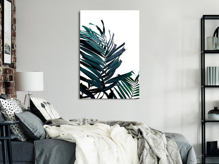 Stretched Canvas Botanical Art - Emerald Leaves Wide