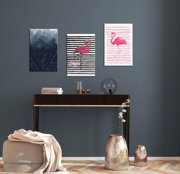 Stretched Canvas Nordic Art - Flamingos