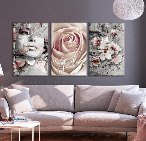 Stretched Canvas Nordic Art - Floral Smile