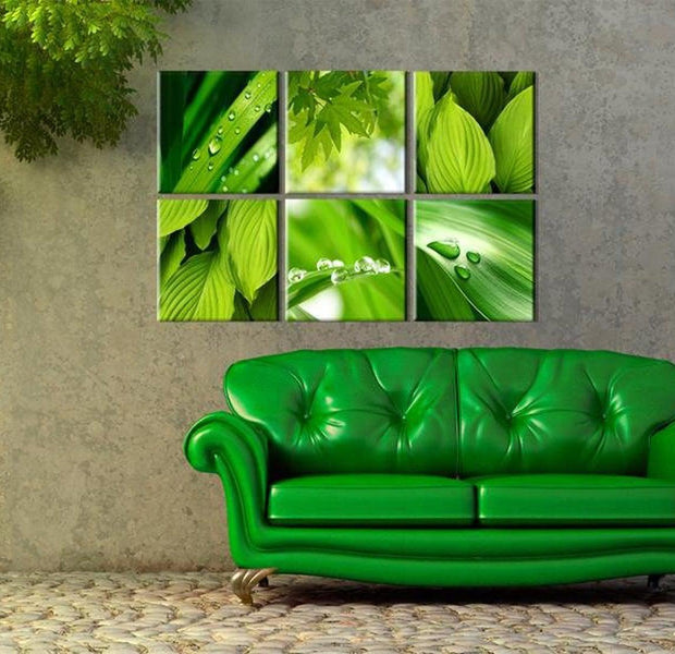 Stretched Canvas Botanical Art - Fresh Green Leaves
