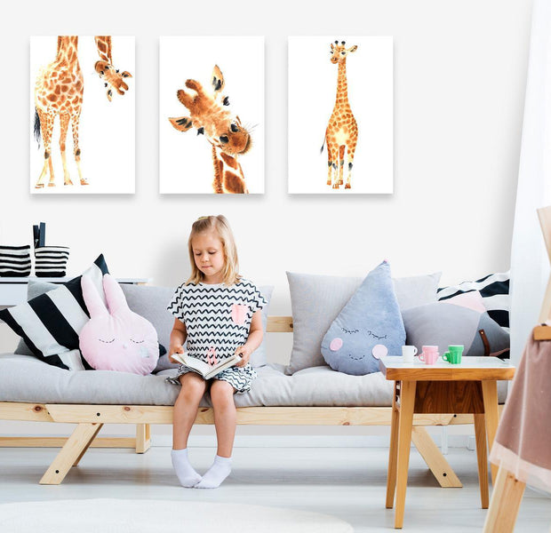 Stretched Canvas Nordic Art - Funny Giraffes