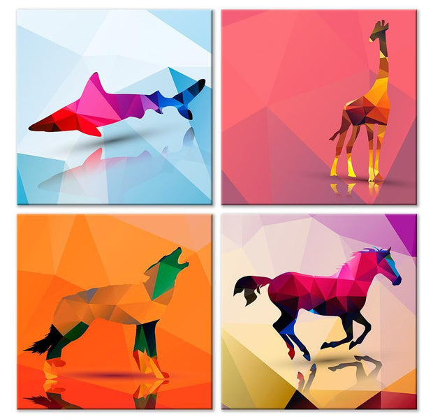 Stretched Canvas Nordic Art - Geometric Animals