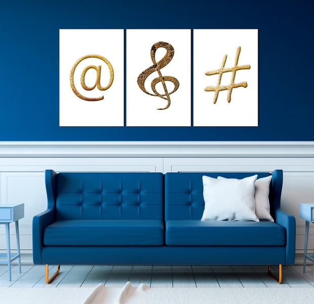 Stretched Canvas Nordic Art - Golden Signs