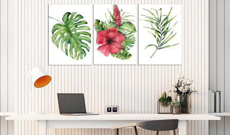 Stretched Canvas Botanical Art - Red Hibiscus