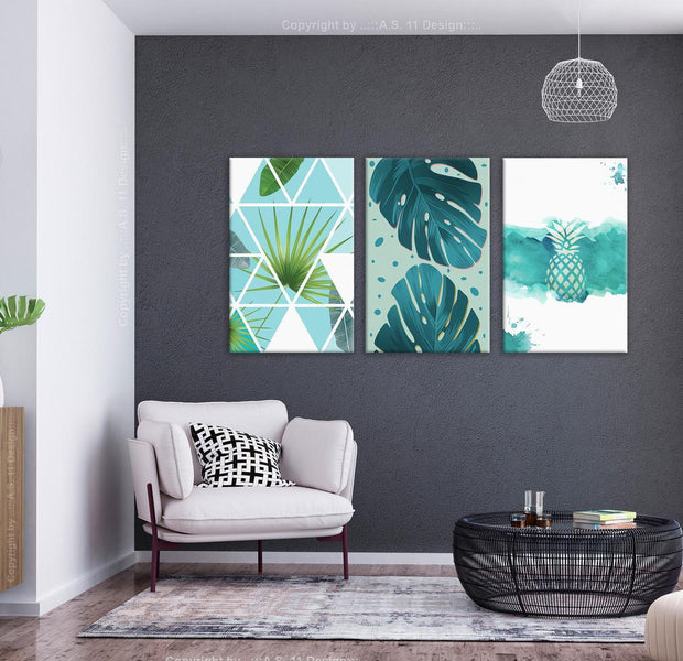 Stretched Canvas Nordic Art - Turquoise Tones