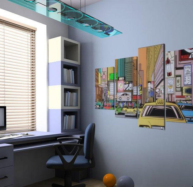 Stretched Canvas Wall Art - A Drawing Of A City