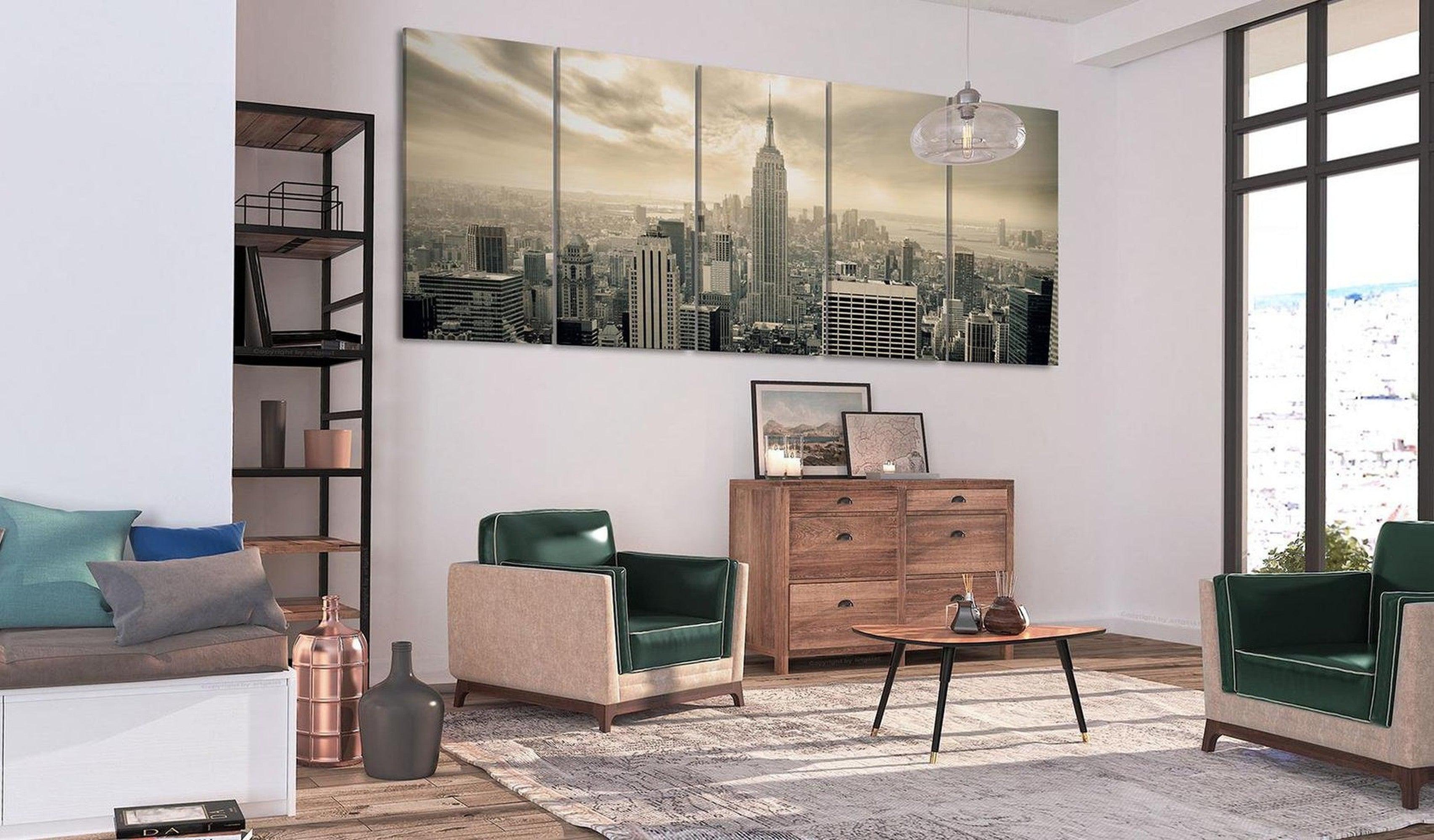 Stretched Canvas Wall Art - Beige Manhattan