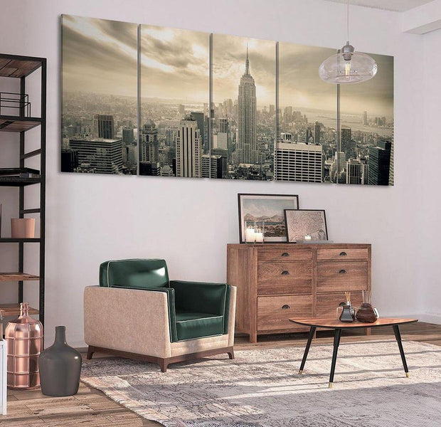 Stretched Canvas Wall Art - Beige Manhattan