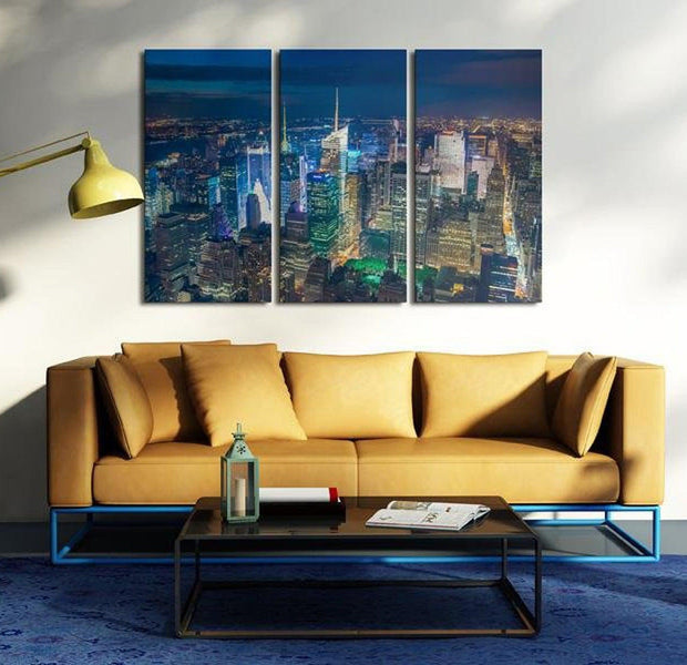Stretched Canvas Wall Art - Bird´S Eye View Of New York City By Night