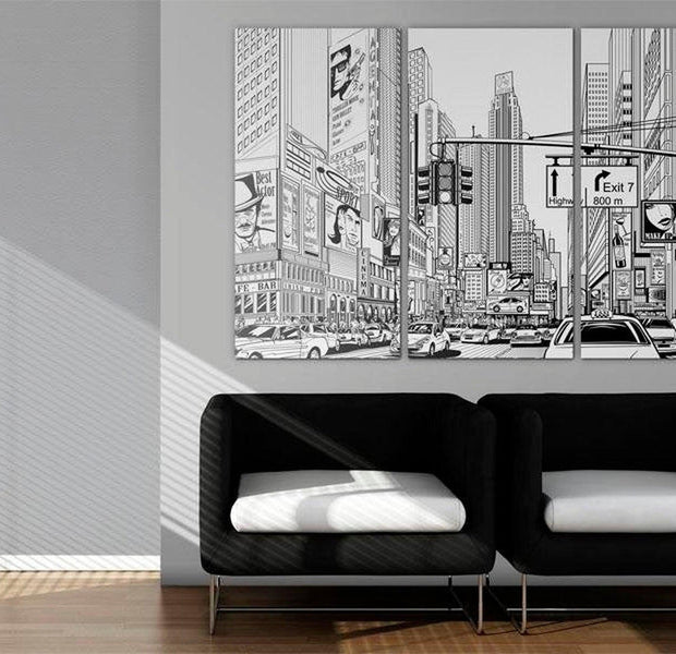 Stretched Canvas Wall Art - Black & White Comic Style