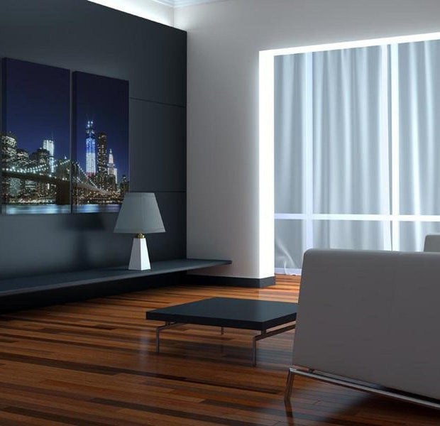 Stretched Canvas Wall Art - Blue Lights In New York