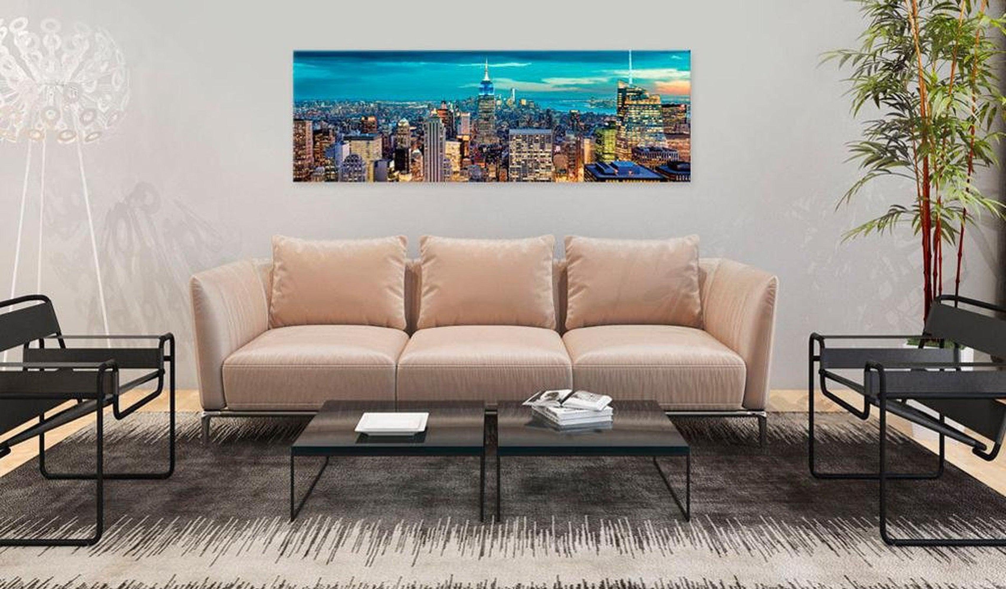 Stretched Canvas Wall Art - Blue Metropolis