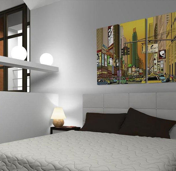 Stretched Canvas Wall Art - Cartoon Nyc