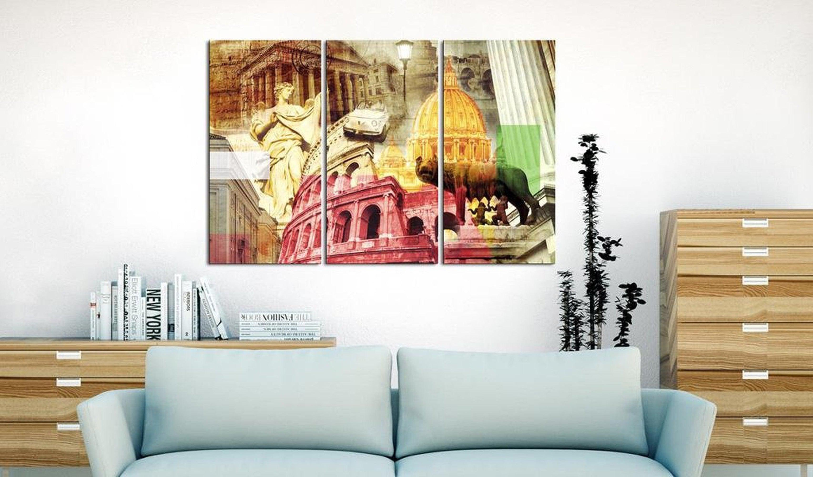 Stretched Canvas Wall Art - Charming Rome - Triptych