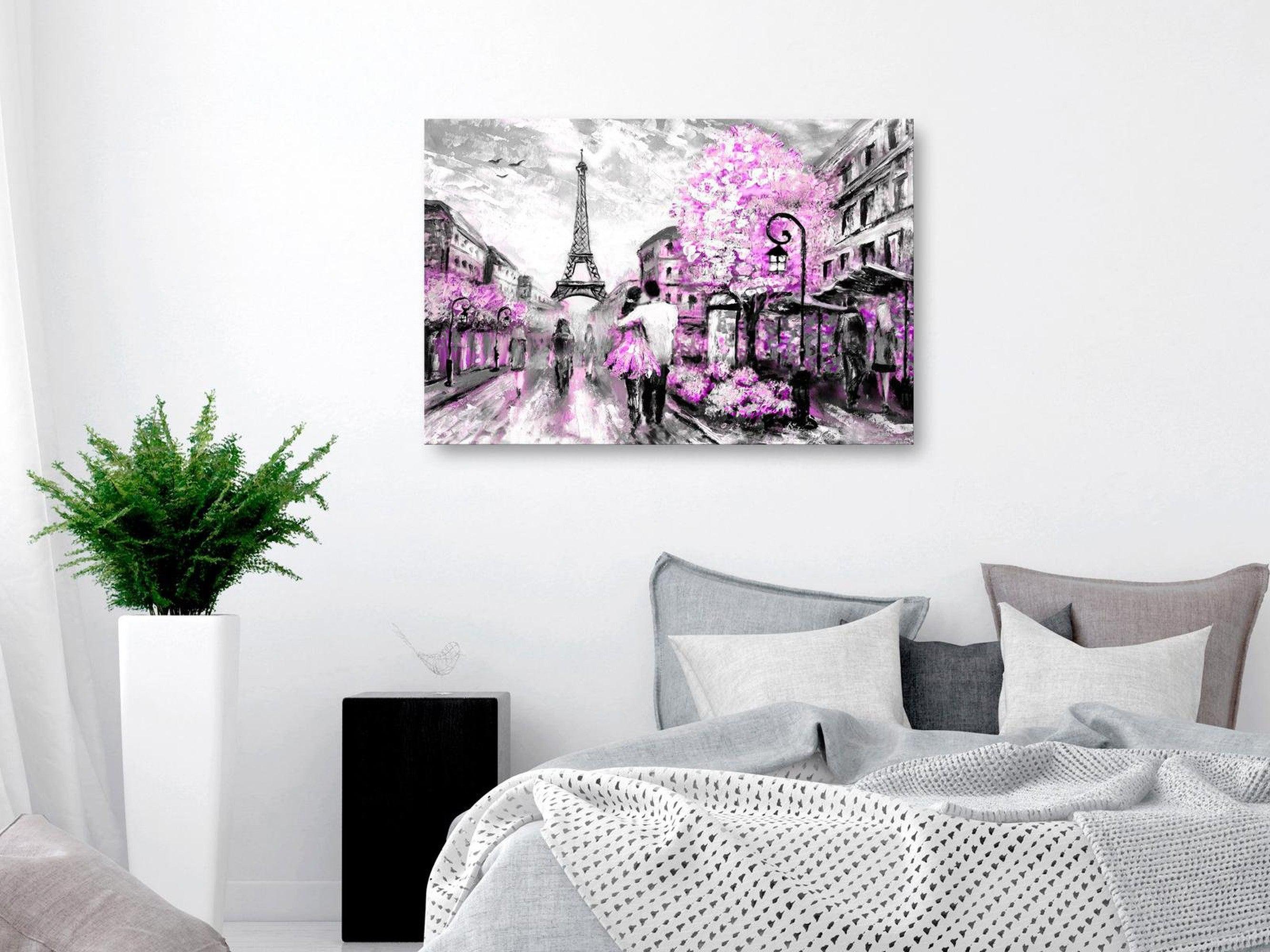 Stretched Canvas Wall Art - Colourful Rendez-Vous Wide Pink