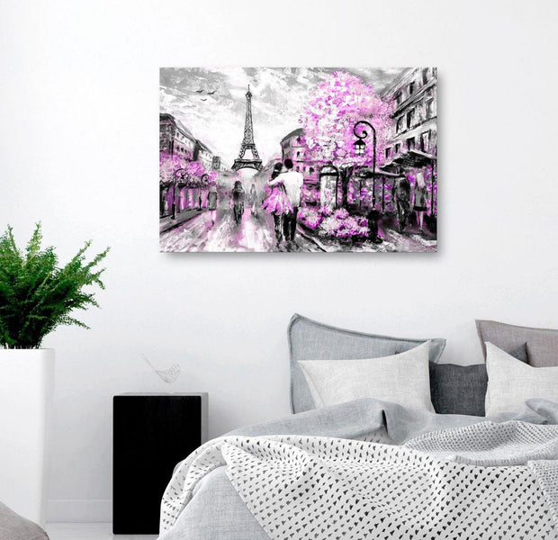 Stretched Canvas Wall Art - Colourful Rendez-Vous Wide Pink