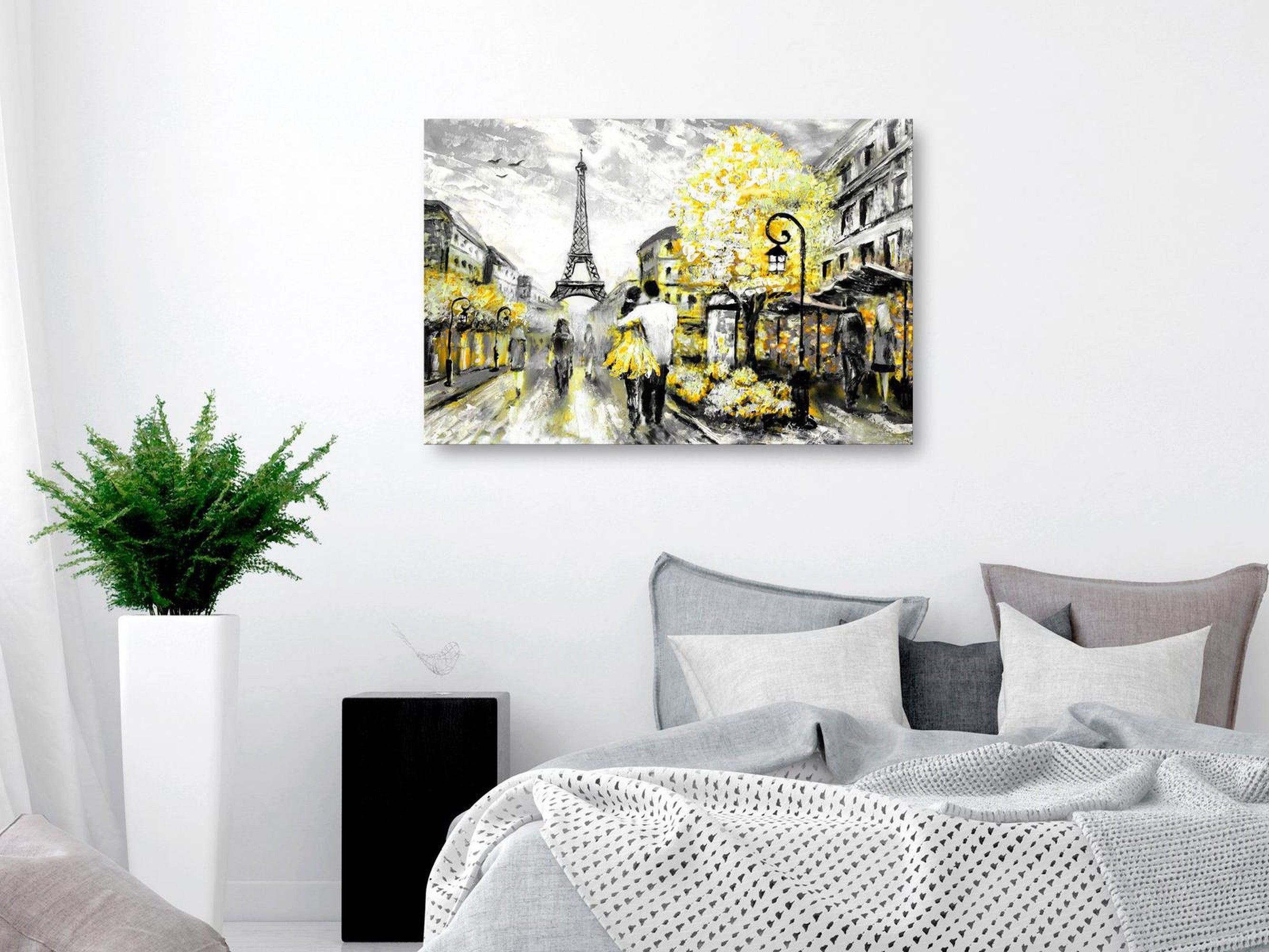 Stretched Canvas Wall Art - Colourful Rendez-Vous Wide Yellow