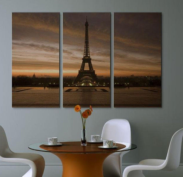 Stretched Canvas Wall Art - Eiffel Tower At Dusk