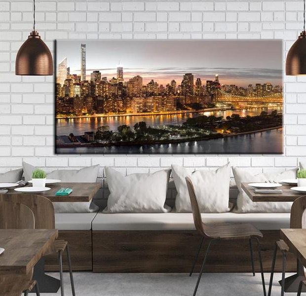 Stretched Canvas Wall Art - Evening Manhattan