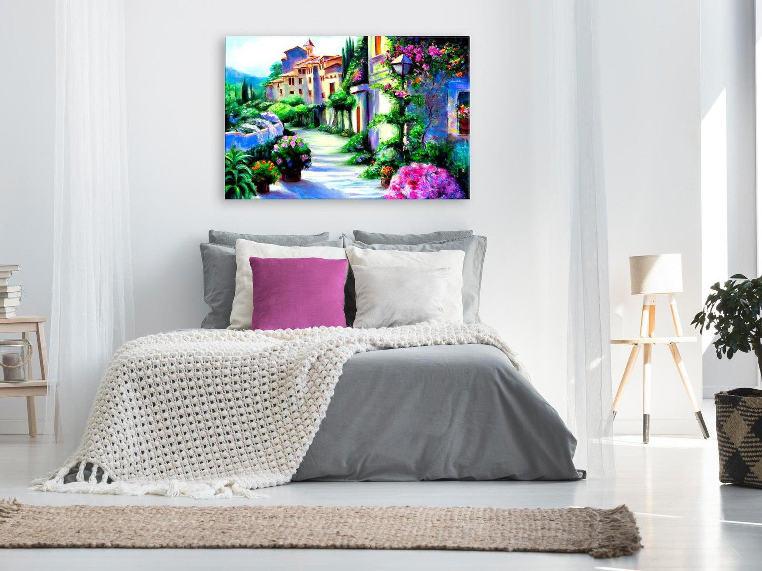 Stretched Canvas Wall Art - Flower Street Wide