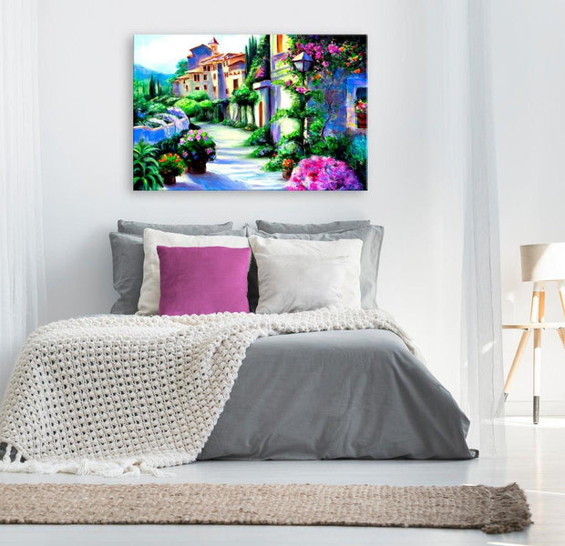 Stretched Canvas Wall Art - Flower Street Wide