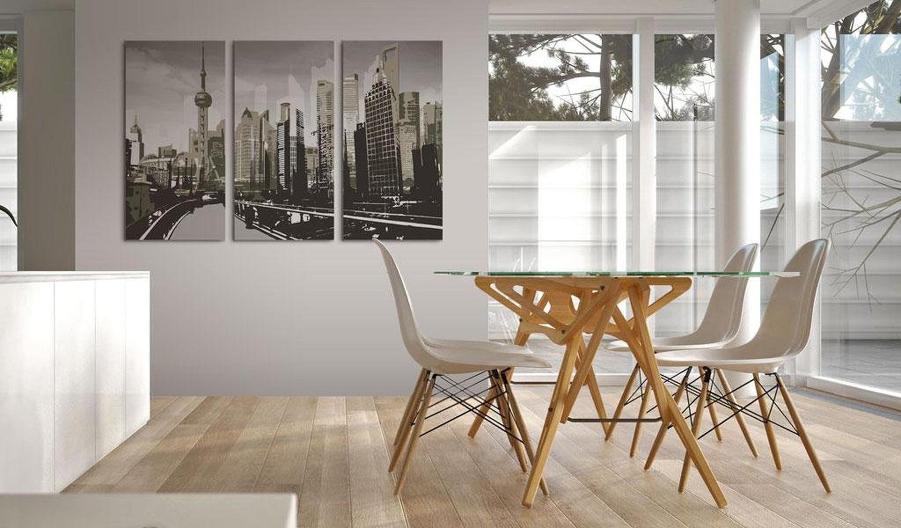 Stretched Canvas Wall Art - Grey Shanghai