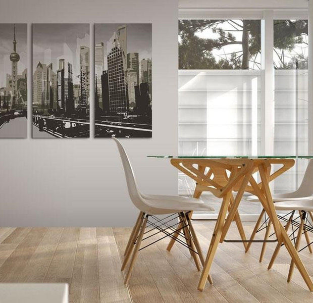 Stretched Canvas Wall Art - Grey Shanghai