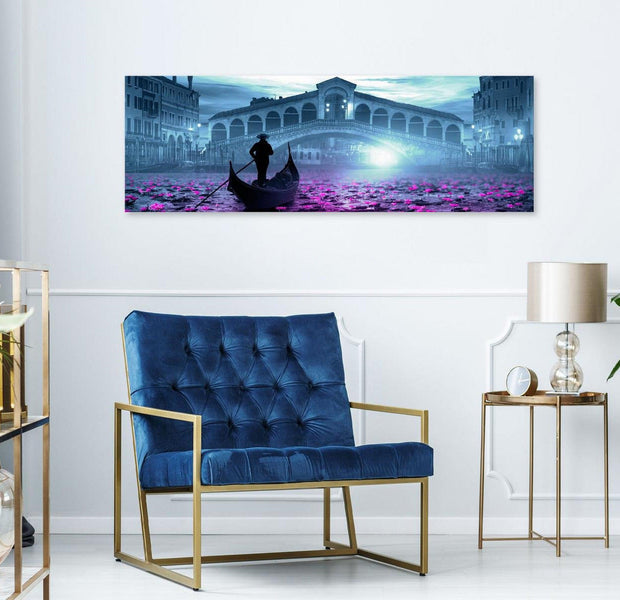 Stretched Canvas Wall Art - Magic Venice Narrow Blue