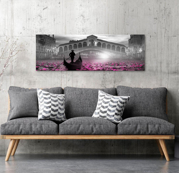 Stretched Canvas Wall Art - Magic Venice Narrow Grey