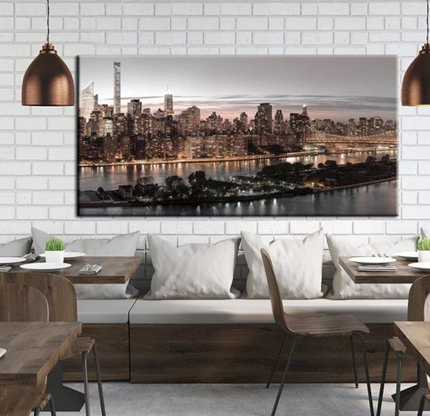 Stretched Canvas Wall Art - Manhattan At Twilight